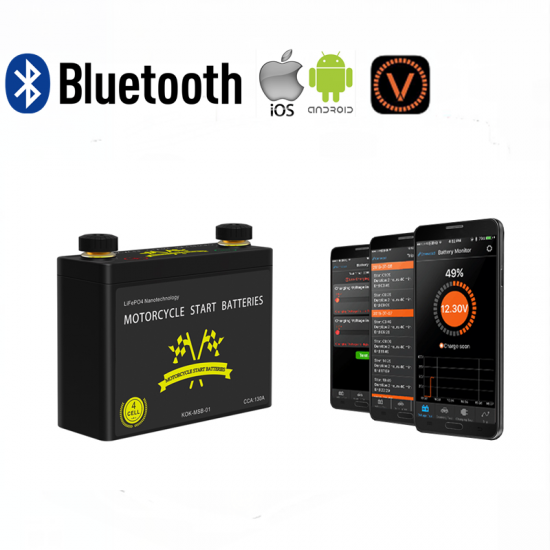 A123 26650 M1B Motorcycle Start Batteries with Bluetooth Monitor LiFePO4 12V 2.5ah 5ah 7.5ah