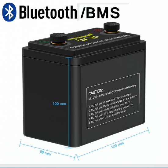 A123 26650 M1B Motorcycle Start Batteries with Bluetooth Monitor LiFePO4 12V 390CCA Pb-Eq 21-24Ah