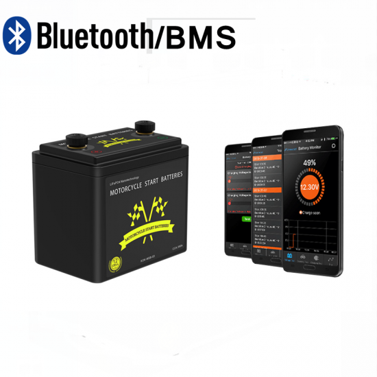 A123 26650 M1B Motorcycle Start Batteries with Bluetooth Monitor LiFePO4 12V 390CCA Pb-Eq 21-24Ah