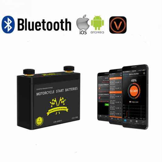 A123 26650 M1B Motorcycle Start Batteries with Bluetooth Monitor LiFePO4 12V 130CCA Pb-Eq 7-9Ah