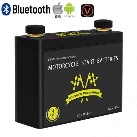 A123 26650 M1B Motorcycle Start Batteries with Bluetooth Monitor LiFePO4 12V 130CCA Pb-Eq 7-9Ah